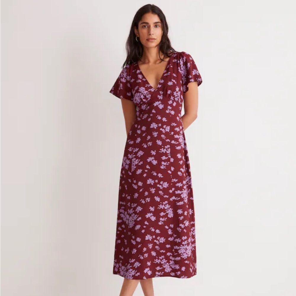 Madewell V Neck Flutter Sleeve Midi Dress